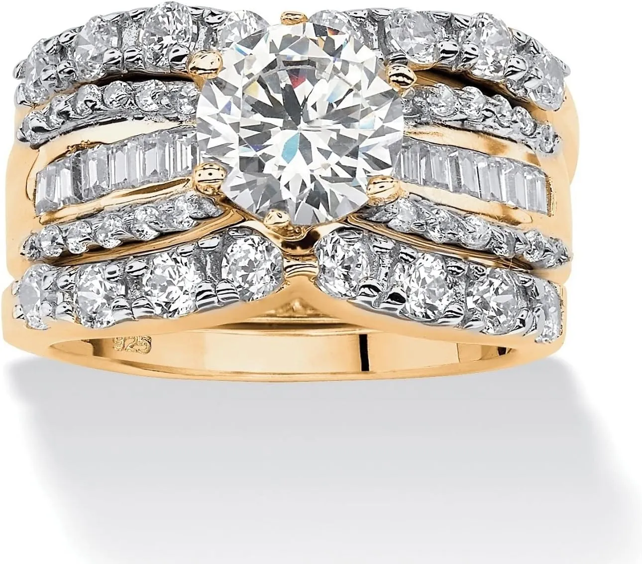 925 Silver Sparkling Full Diamond Ring Wedding Ring Set Three Rings His Hers Couple3 PieceCZ Wedding Engagement Rings Bridal Wedding Rings (7, Silver)