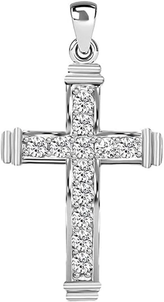 925 Sterling Silver Cross Pendant for Men & Women - Cubic Zirconia Cross Pendants Silver Cross Jewelry - Catholic Faith Religious Christian Birthday Gifts