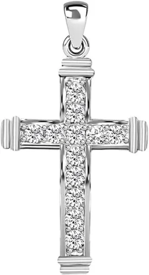 925 Sterling Silver Cross Pendant for Men & Women - Cubic Zirconia Cross Pendants Silver Cross Jewelry - Catholic Faith Religious Christian Birthday Gifts