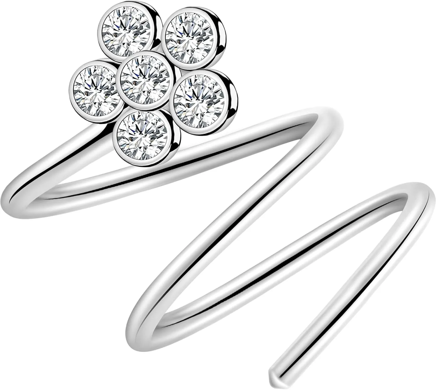 925 Sterling Silver Double Hoop Nose Ring for Single Piercing Spiral Nose Ring, 20 Gauge Snug Double Nose Piercing, Thin Nose Piercing Hoops for Men and Women, 7mm Diameter