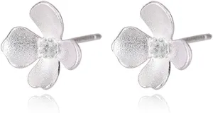 925 Sterling Silver Flower Stud Earrings for Women Teens Gardenia Flower Post Stud Earrings Wedding Hypoallergenic
