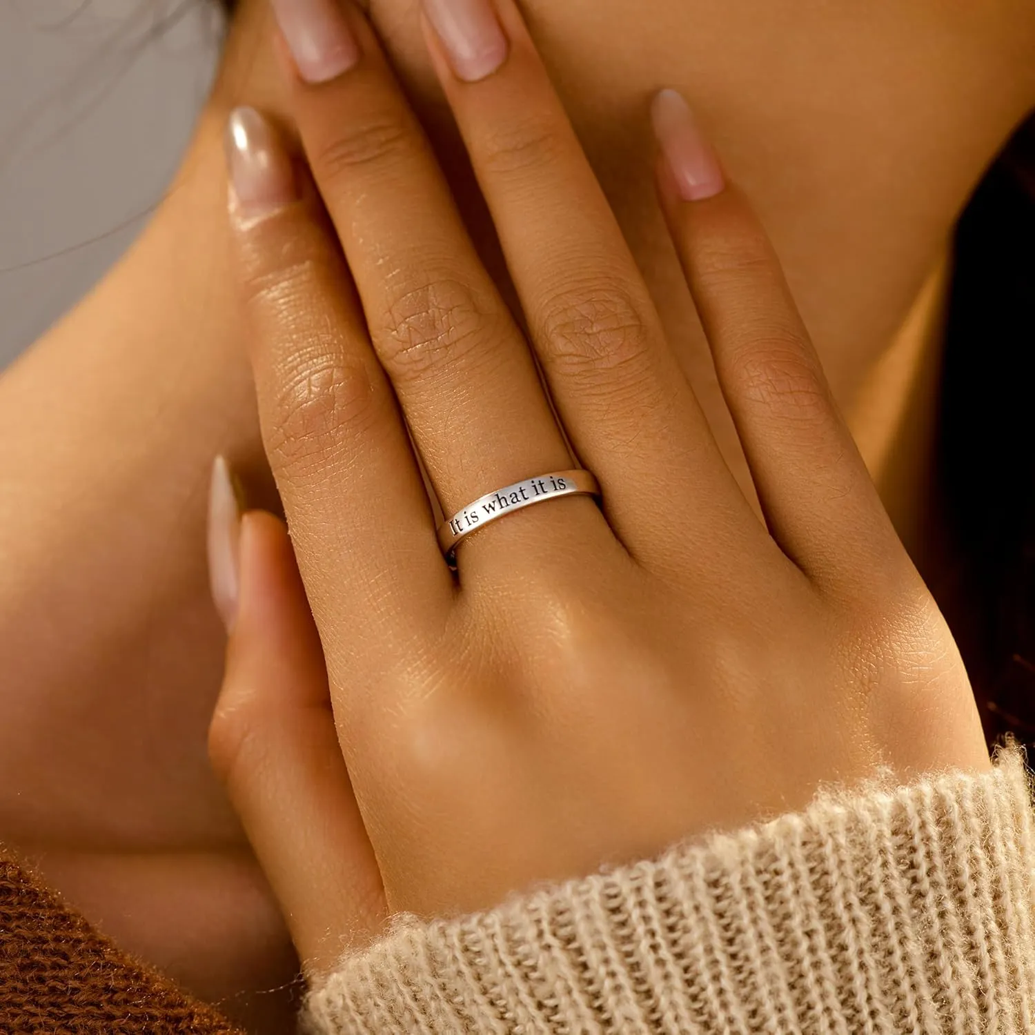 925 Sterling Silver Fuck Rings Fuck What It Was It Is What It Is Ring Self Worth Inspirational Motivation Ring for Women Men Friendship Ring Self Love Faith Hope Rings Jewelry Encourage Gift