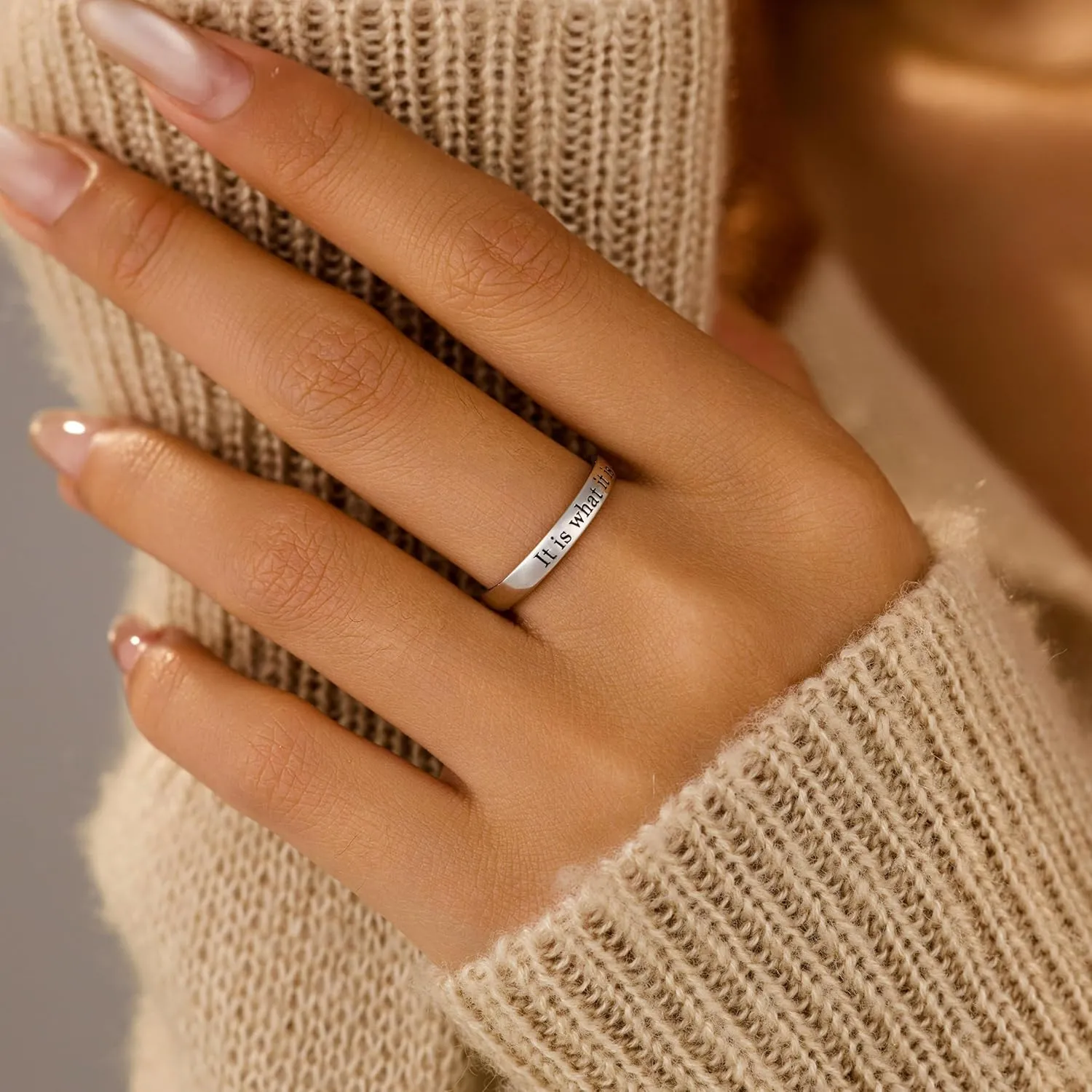 925 Sterling Silver Fuck Rings Fuck What It Was It Is What It Is Ring Self Worth Inspirational Motivation Ring for Women Men Friendship Ring Self Love Faith Hope Rings Jewelry Encourage Gift