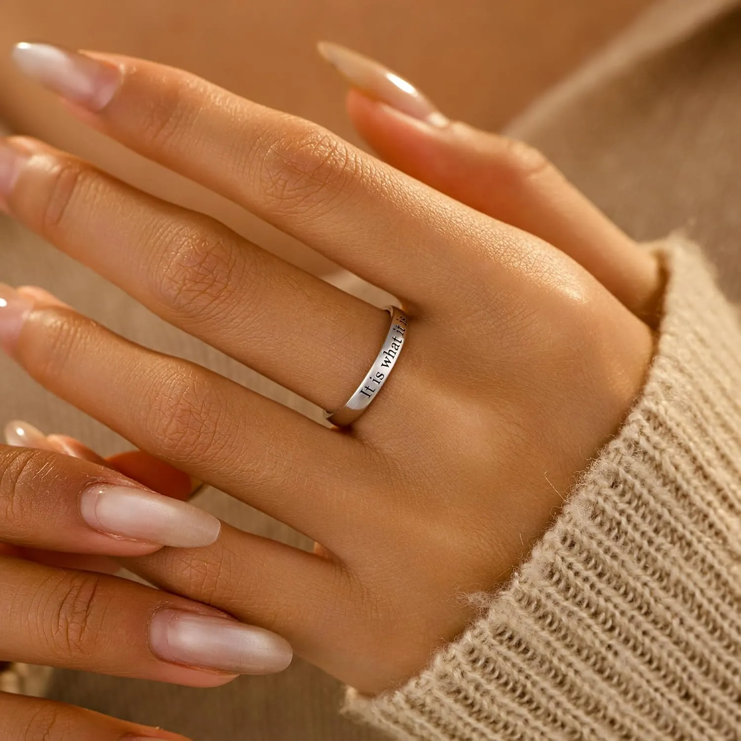 925 Sterling Silver Fuck Rings Fuck What It Was It Is What It Is Ring Self Worth Inspirational Motivation Ring for Women Men Friendship Ring Self Love Faith Hope Rings Jewelry Encourage Gift
