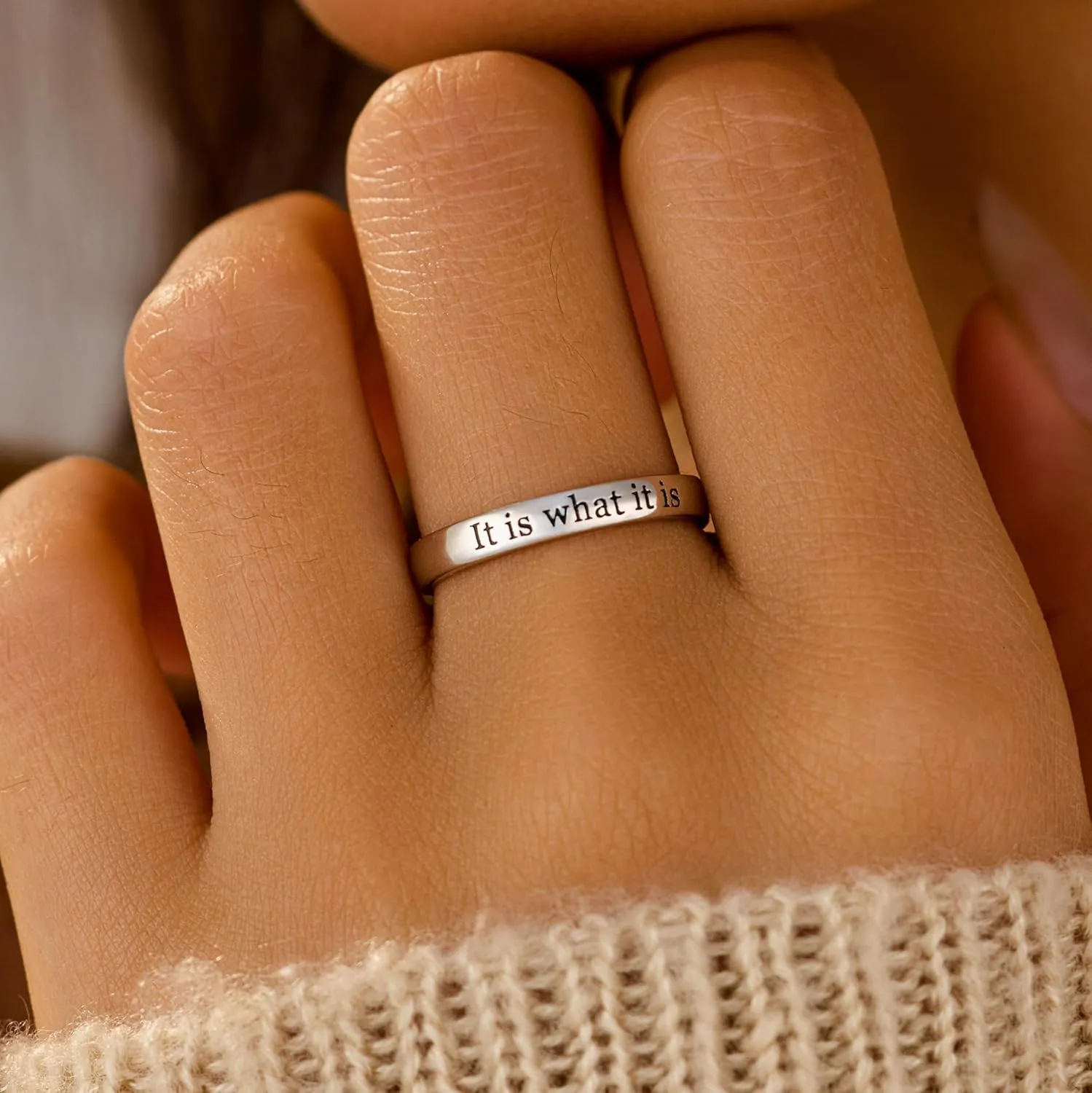 925 Sterling Silver Fuck Rings Fuck What It Was It Is What It Is Ring Self Worth Inspirational Motivation Ring for Women Men Friendship Ring Self Love Faith Hope Rings Jewelry Encourage Gift