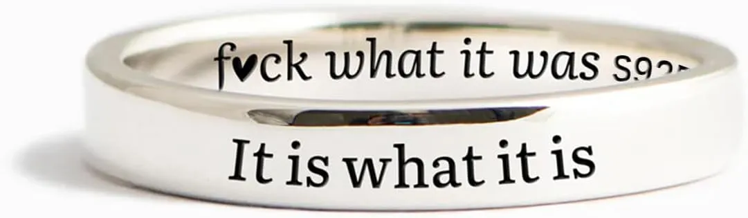 925 Sterling Silver Fuck Rings Fuck What It Was It Is What It Is Ring Self Worth Inspirational Motivation Ring for Women Men Friendship Ring Self Love Faith Hope Rings Jewelry Encourage Gift