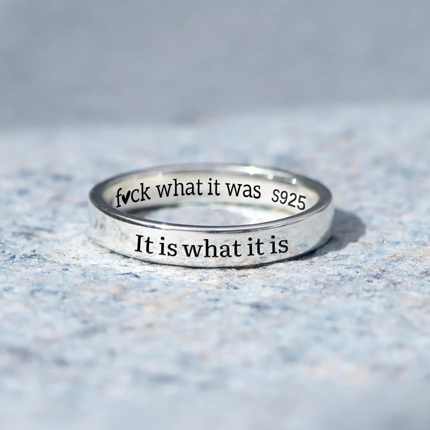 925 Sterling Silver Fuck Rings Fuck What It Was It Is What It Is Ring Self Worth Inspirational Motivation Ring for Women Men Friendship Ring Self Love Faith Hope Rings Jewelry Encourage Gift