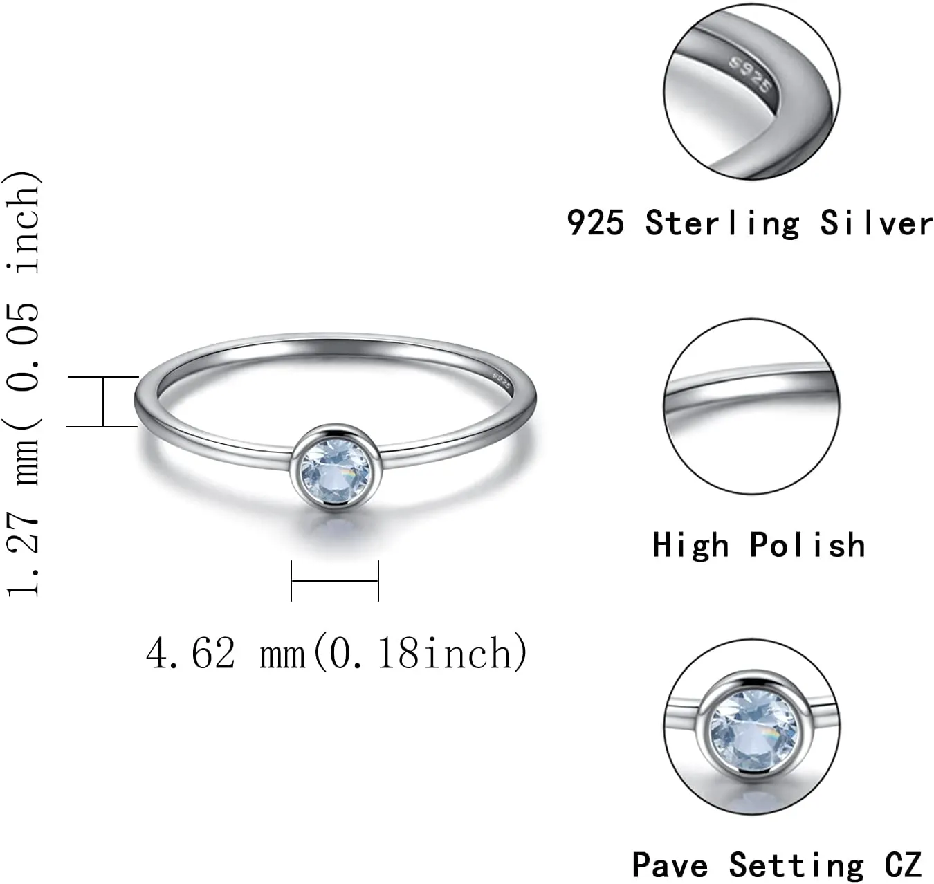 925 Sterling Silver Mother Birthstone Stackable Rings Set Mom Ring with Birthstone Family Ring Mother's Day Jewelry Gifts for Wife Mama
