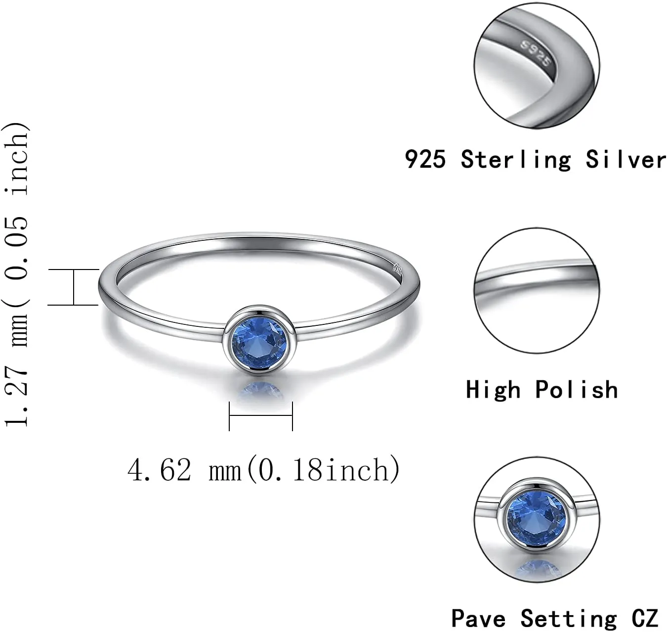 925 Sterling Silver Mother Birthstone Stackable Rings Set Mom Ring with Birthstone Family Ring Mother's Day Jewelry Gifts for Wife Mama