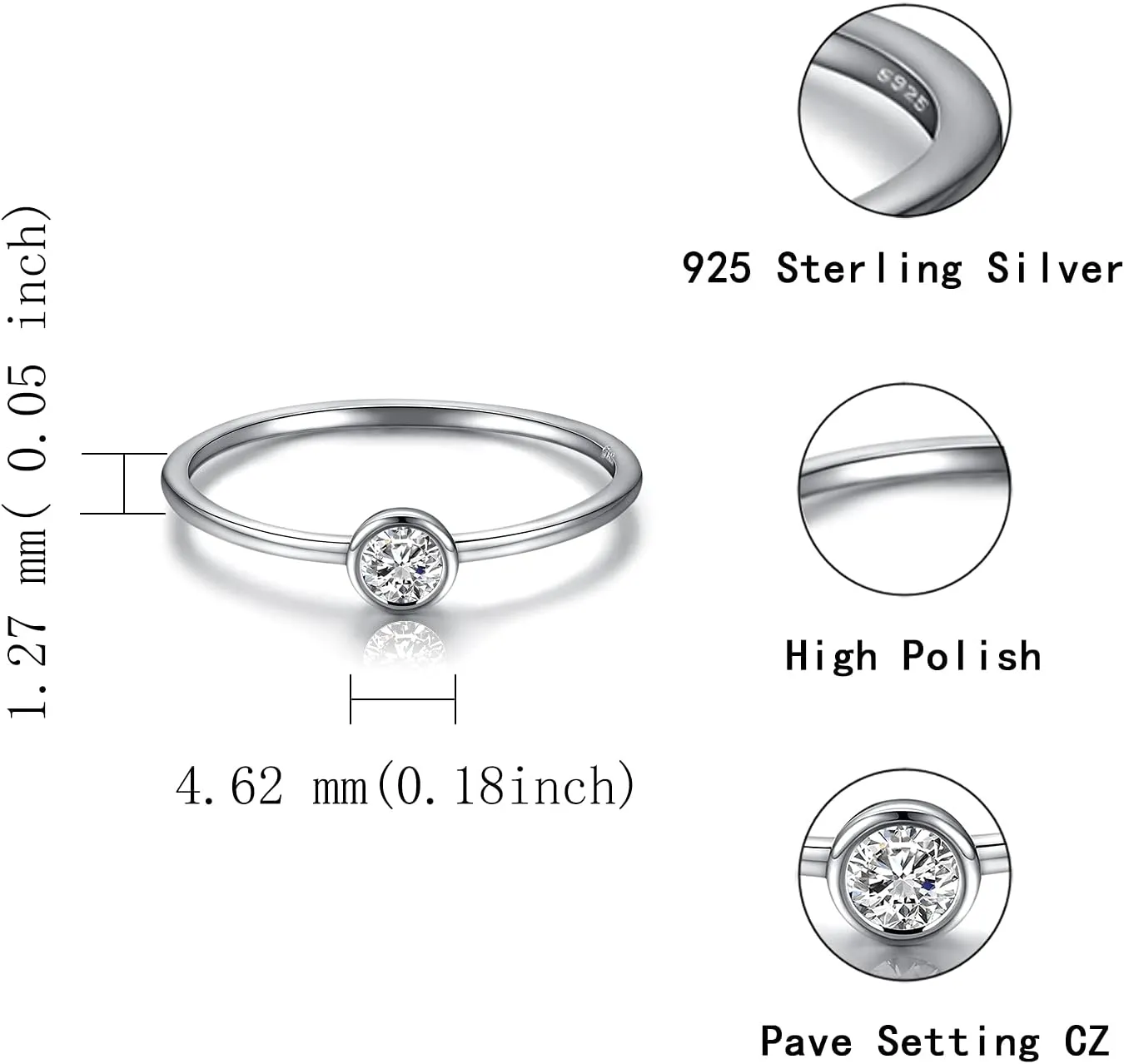 925 Sterling Silver Mother Birthstone Stackable Rings Set Mom Ring with Birthstone Family Ring Mother's Day Jewelry Gifts for Wife Mama