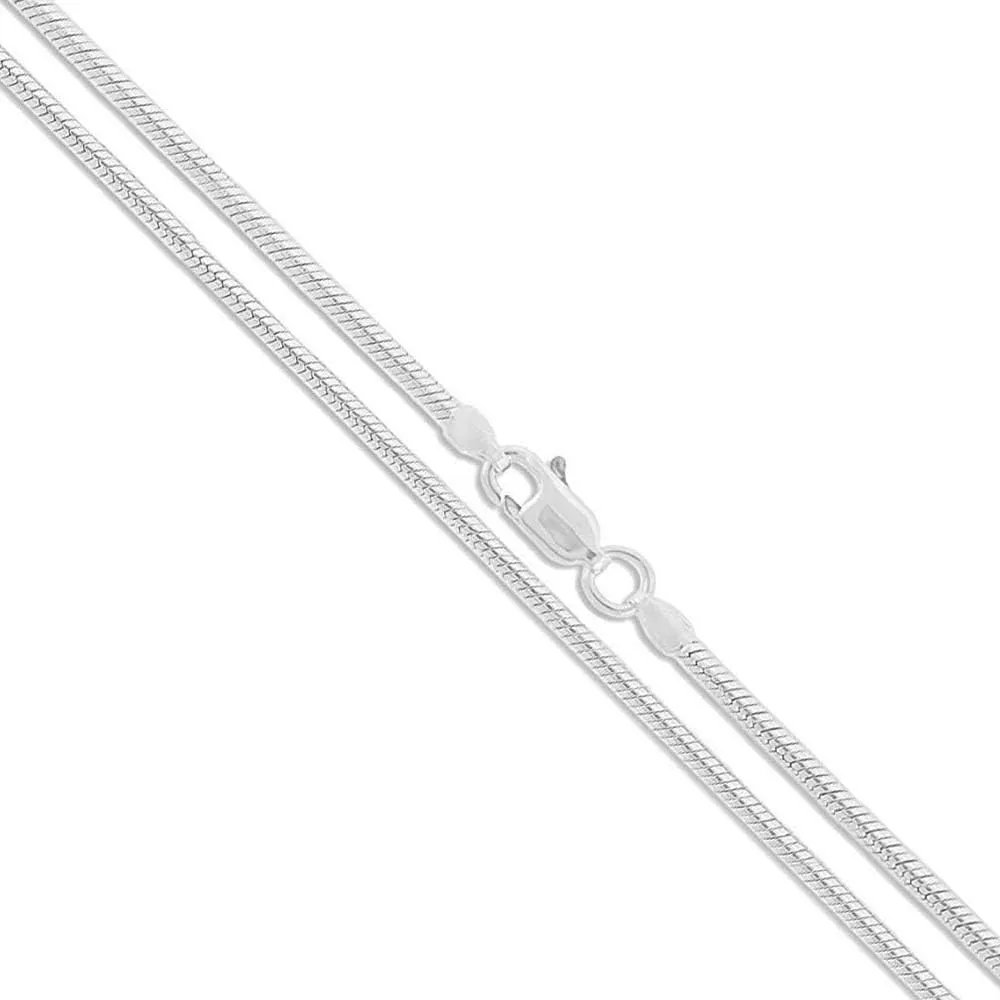 925 Sterling Silver Snake Chain Necklace - 2MM, 3MM, 4MM, 5MM Round Solid Silver Chains - Flexible, Men and Women's Jewelry - Made In Italy