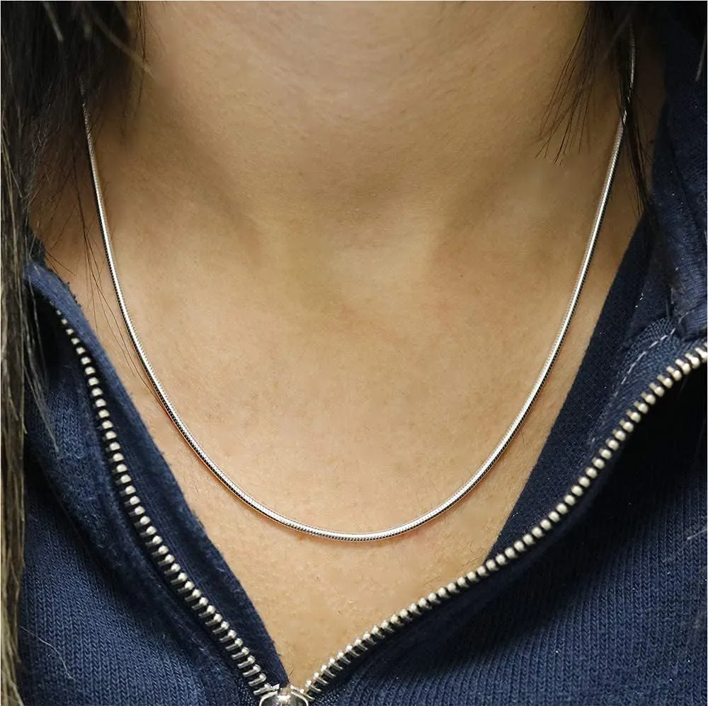 925 Sterling Silver Snake Chain Necklace - 2MM, 3MM, 4MM, 5MM Round Solid Silver Chains - Flexible, Men and Women's Jewelry - Made In Italy