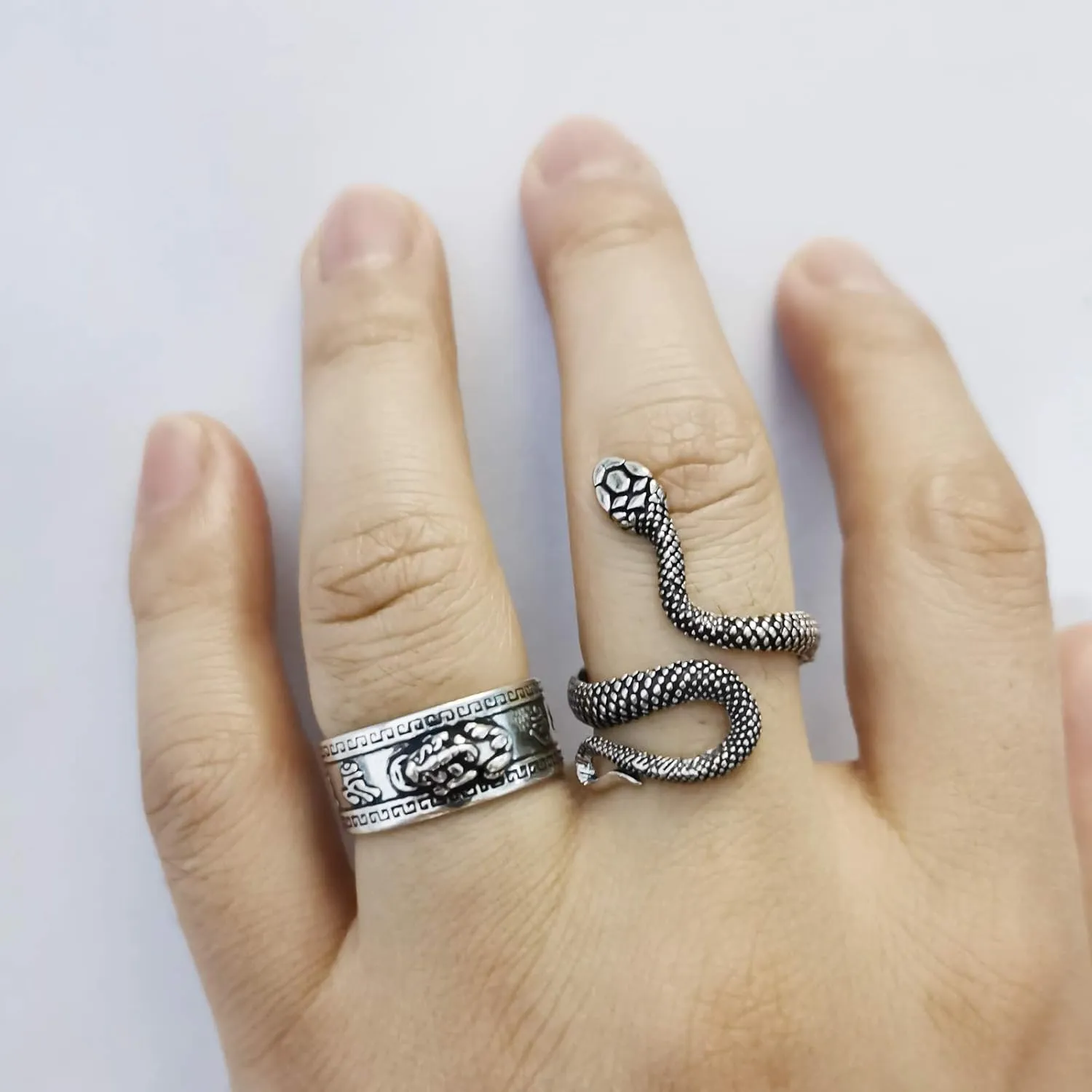 990 Silver Feng Shui PiXiu Adjustable Ring MANI Mantra Protection Wealth Ring