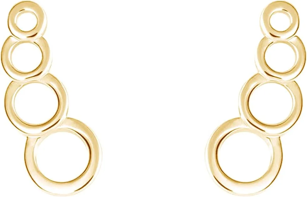 AFFY 14K Gold Plated 925 Sterling Silver Plain Minimalist dainty Stud Earrings Jewelry For Her Women Birthday Gift