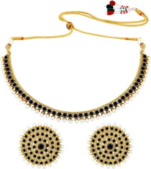 Aheli Bollywood Fashion Faux Stone Wedding Necklace Big Earrings Indian Fashion Jewelry Set Gift for Women