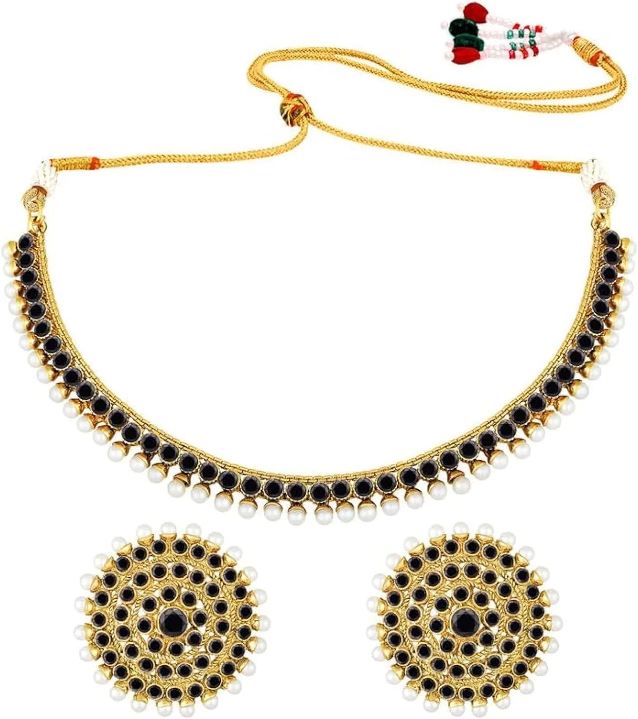 Aheli Bollywood Fashion Faux Stone Wedding Necklace Big Earrings Indian Fashion Jewelry Set Gift for Women