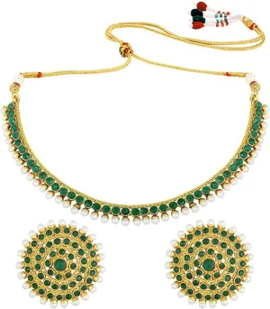Aheli Bollywood Fashion Faux Stone Wedding Necklace Big Earrings Indian Fashion Jewelry Set Gift for Women