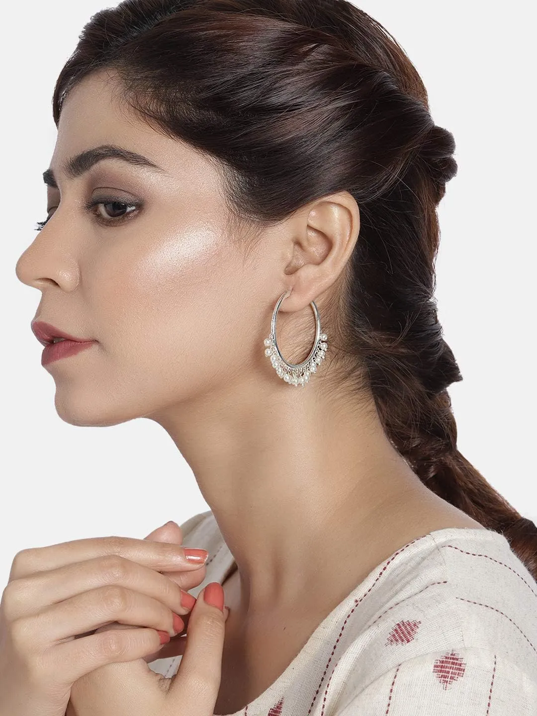 Aheli Bollywood Party Style Hoop Earrings Indian Ethnic Wedding Fashion Jewelry Gift for Women
