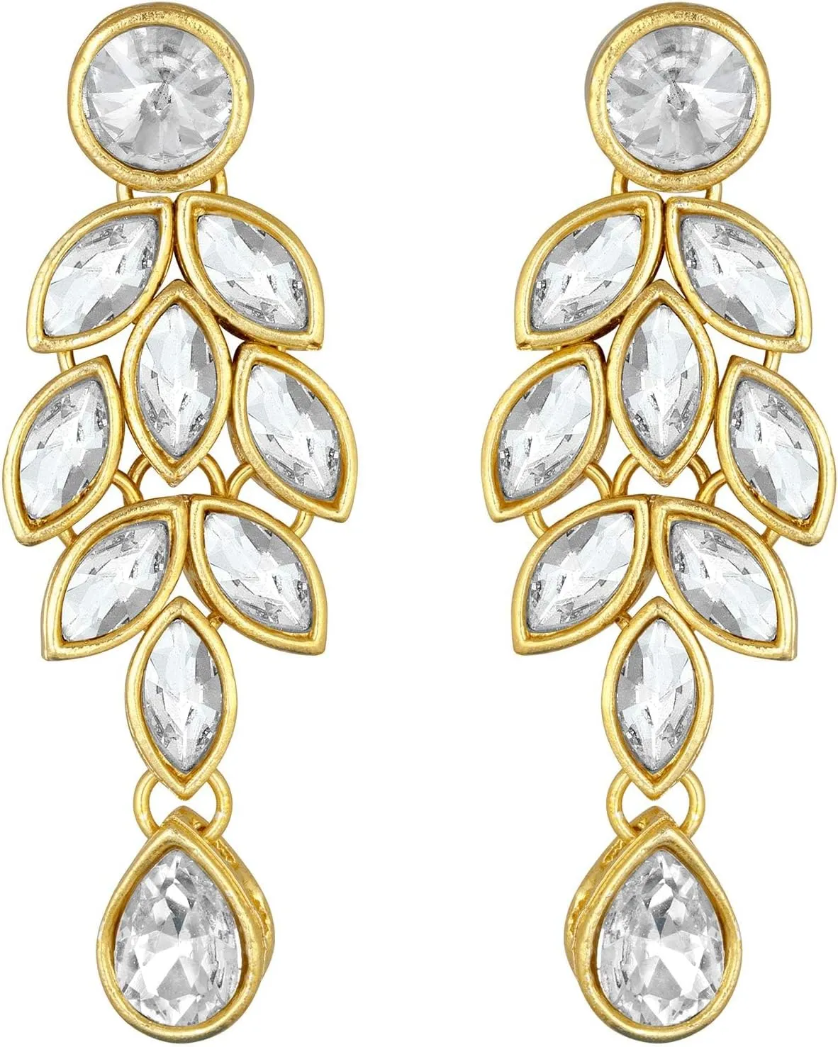 Aheli Bridal Crystal Pearl Choker Necklace with Drop Earrings Indian Traditional Bollywood Jewelry Set Gift for Women