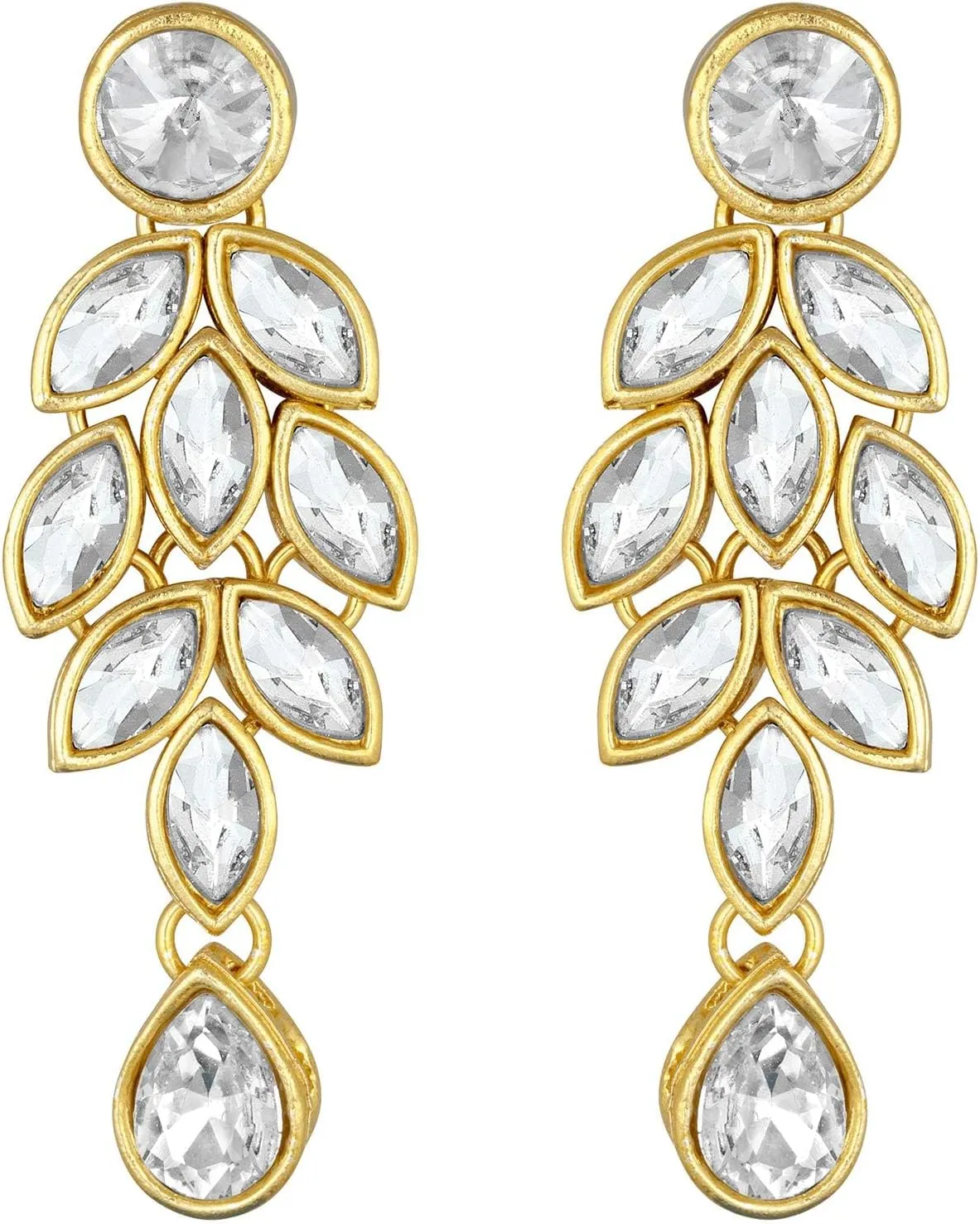 Aheli Bridal Crystal Pearl Choker Necklace with Drop Earrings Indian Traditional Bollywood Jewelry Set Gift for Women