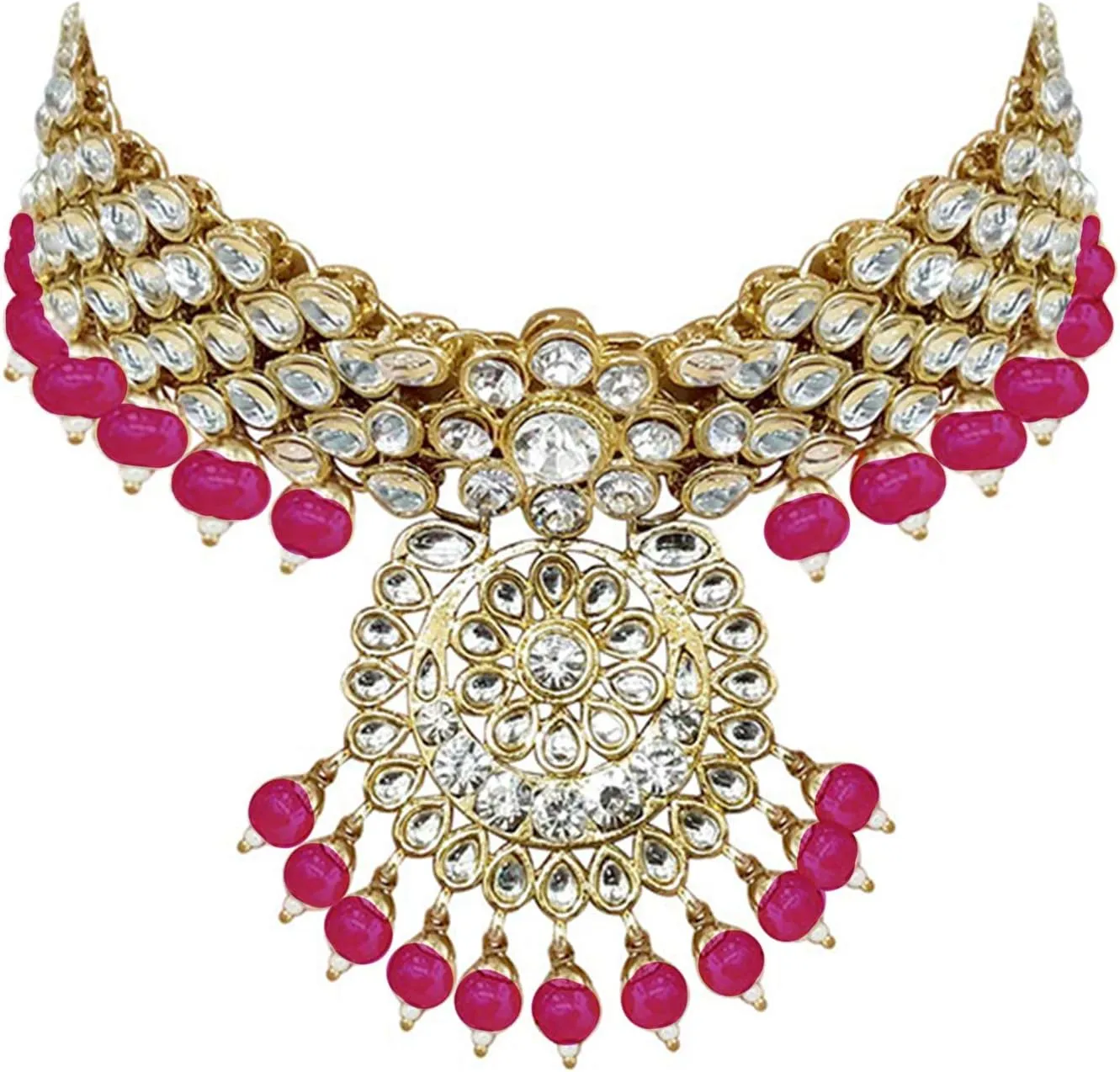 Aheli Elegant Wedding Party Wear Faux Kundan Studded Short Necklace Earrings with Maang Tikka Set Indian Ethnic Bollywood Fashion Jewelry Gift for Women