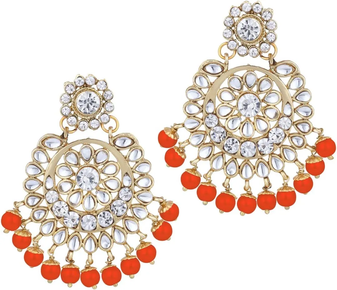 Aheli Elegant Wedding Party Wear Faux Kundan Studded Short Necklace Earrings with Maang Tikka Set Indian Ethnic Bollywood Fashion Jewelry Gift for Women