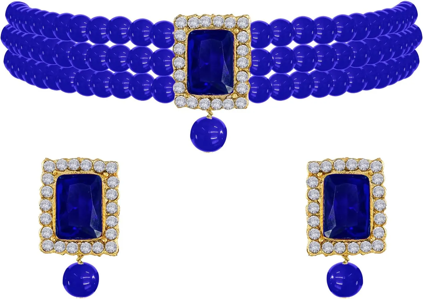 Aheli Ethnic Choker Necklace Earrings Wedding Bollywood Party Jewelry Set Gift for Women