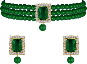Aheli Ethnic Choker Necklace Earrings Wedding Bollywood Party Jewelry Set Gift for Women
