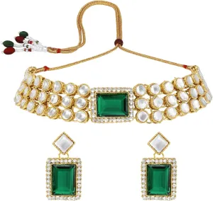 Aheli Ethnic Choker Necklace Earrings Wedding Bollywood Party Jewelry Set Gift for Women