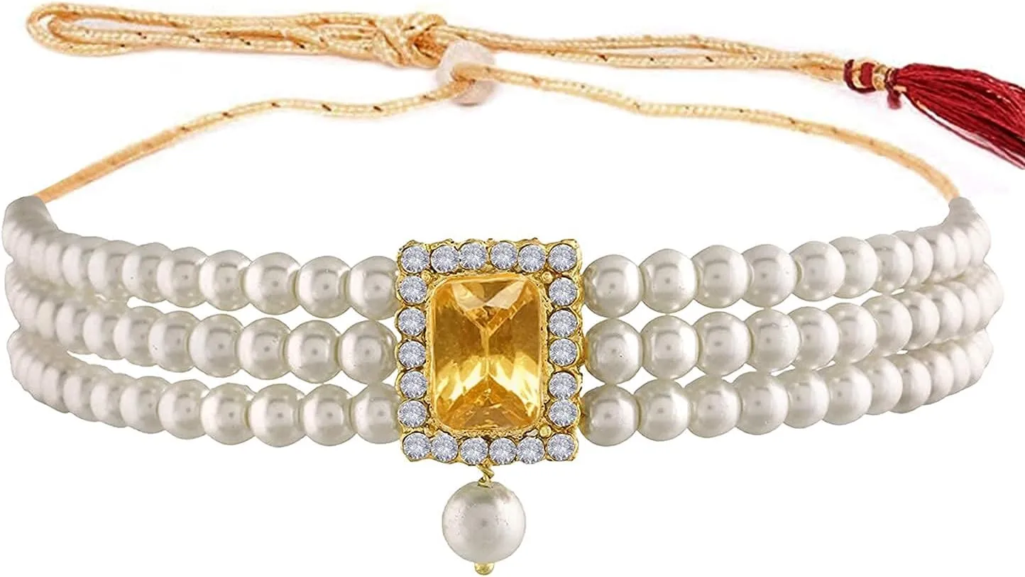 Aheli Ethnic Choker Necklace Earrings Wedding Bollywood Party Jewelry Set Gift for Women