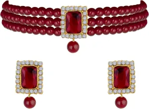 Aheli Ethnic Choker Necklace Earrings Wedding Bollywood Party Jewelry Set Gift for Women