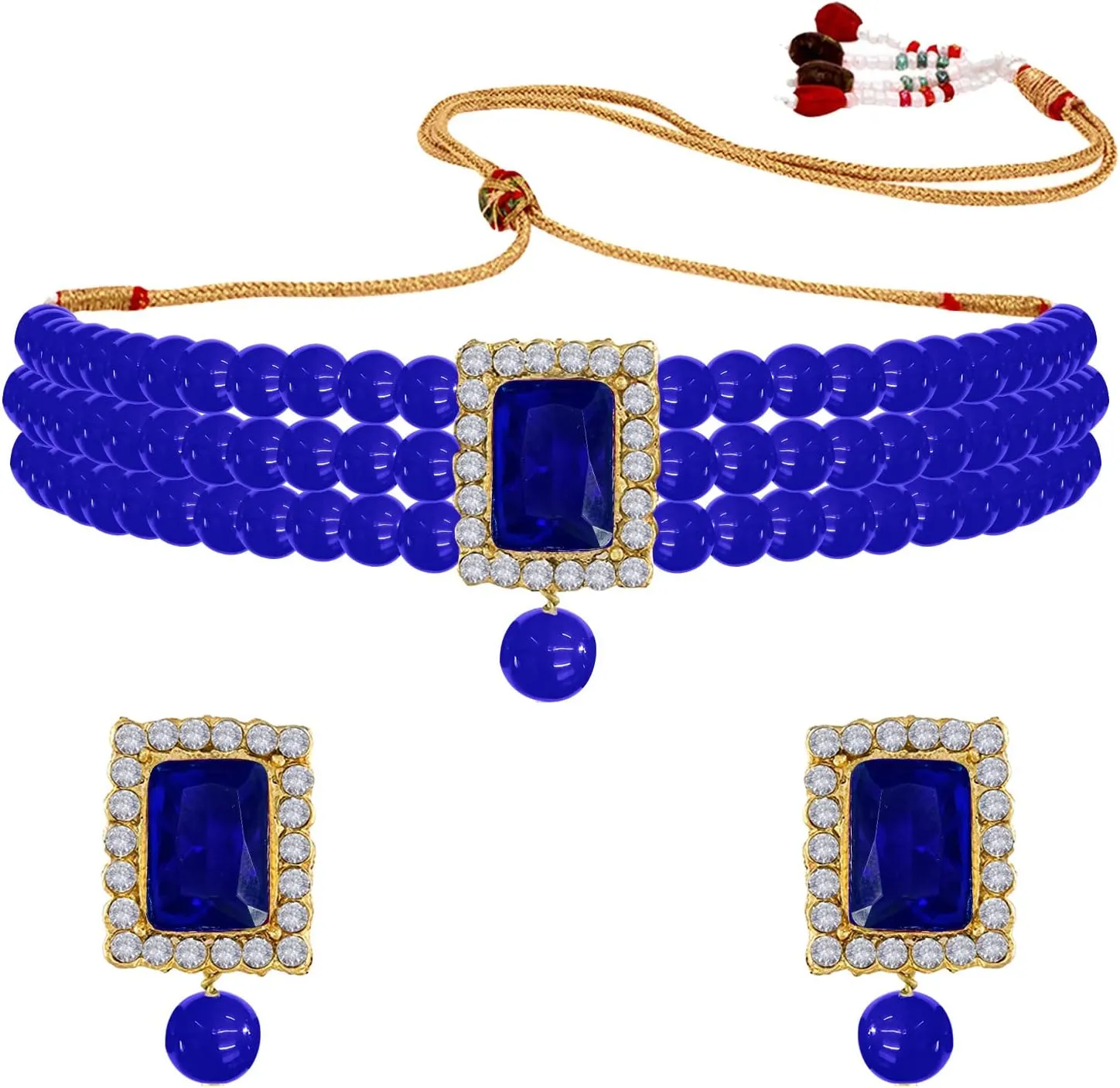 Aheli Ethnic Choker Necklace Earrings Wedding Bollywood Party Jewelry Set Gift for Women
