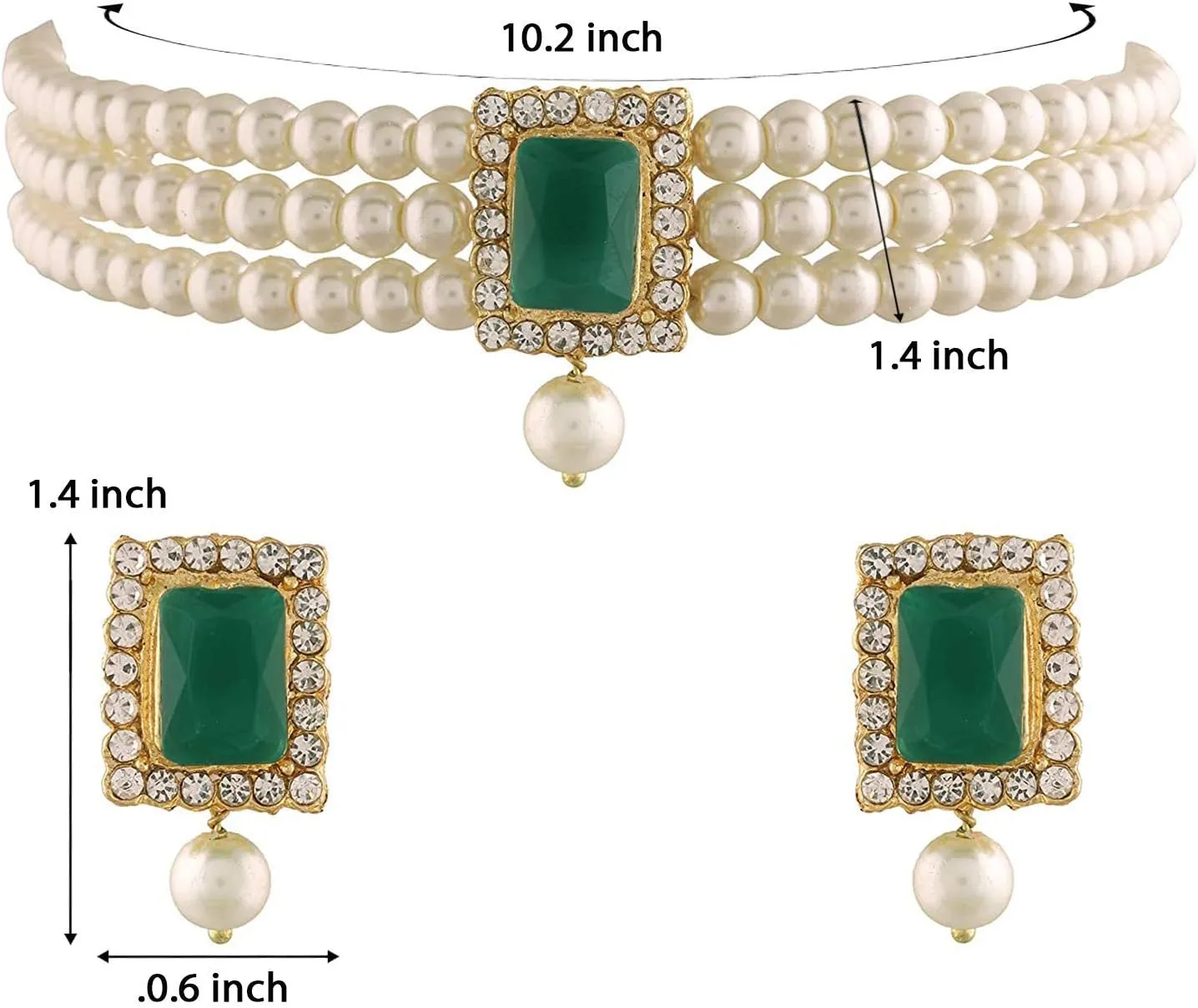 Aheli Ethnic Choker Necklace Earrings Wedding Bollywood Party Jewelry Set Gift for Women