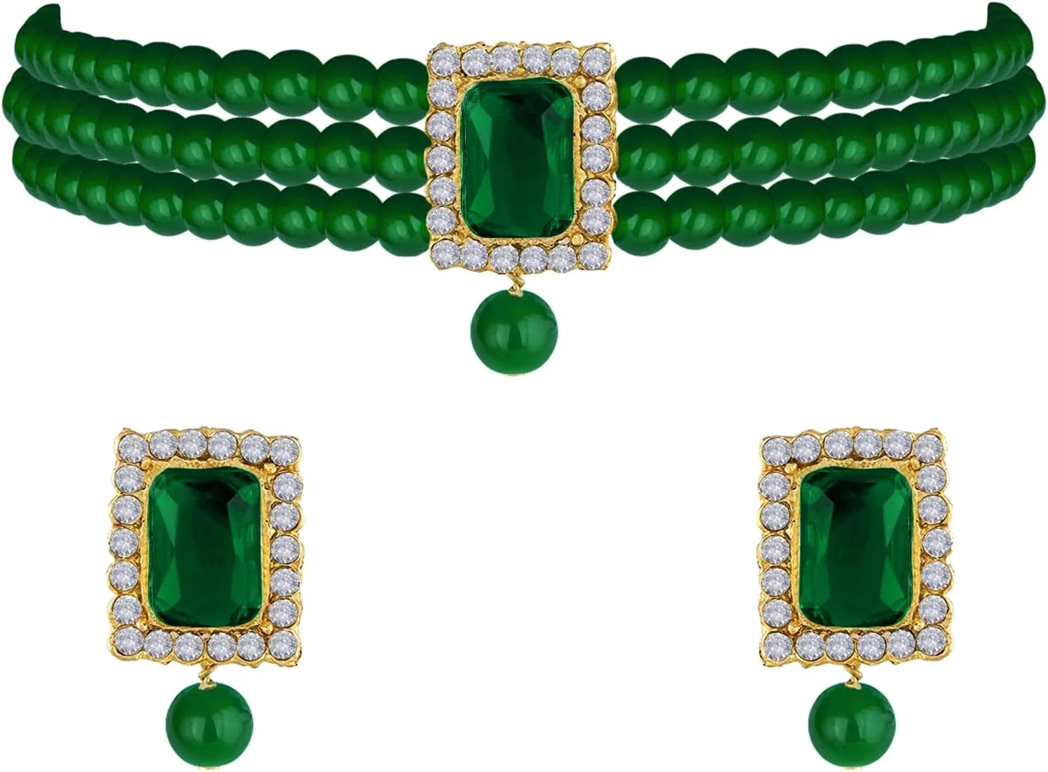 Aheli Ethnic Choker Necklace Earrings Wedding Bollywood Party Jewelry Set Gift for Women