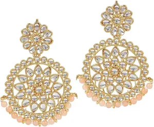 Aheli Ethnic Indian Traditional Faux Kundan Round Chandbali Dangle Earrings Wedding Party Wear Fashion Jewelry Gift for Women