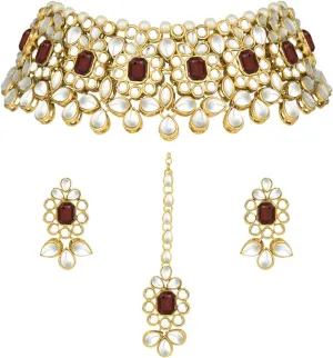 Aheli Ethnic Traditional Faux Kundan Necklace Earrings Indian Wedding Party Fashion Jewellery Gift for Women