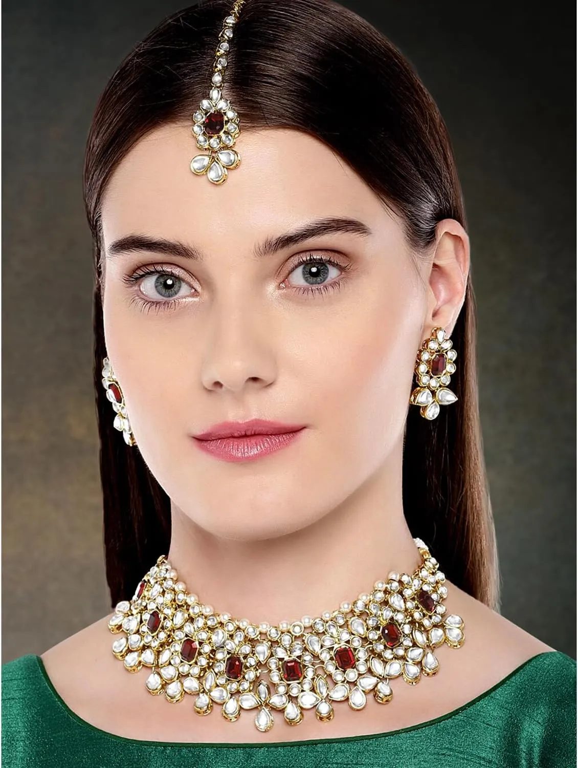 Aheli Ethnic Traditional Faux Kundan Necklace Earrings Indian Wedding Party Fashion Jewellery Gift for Women