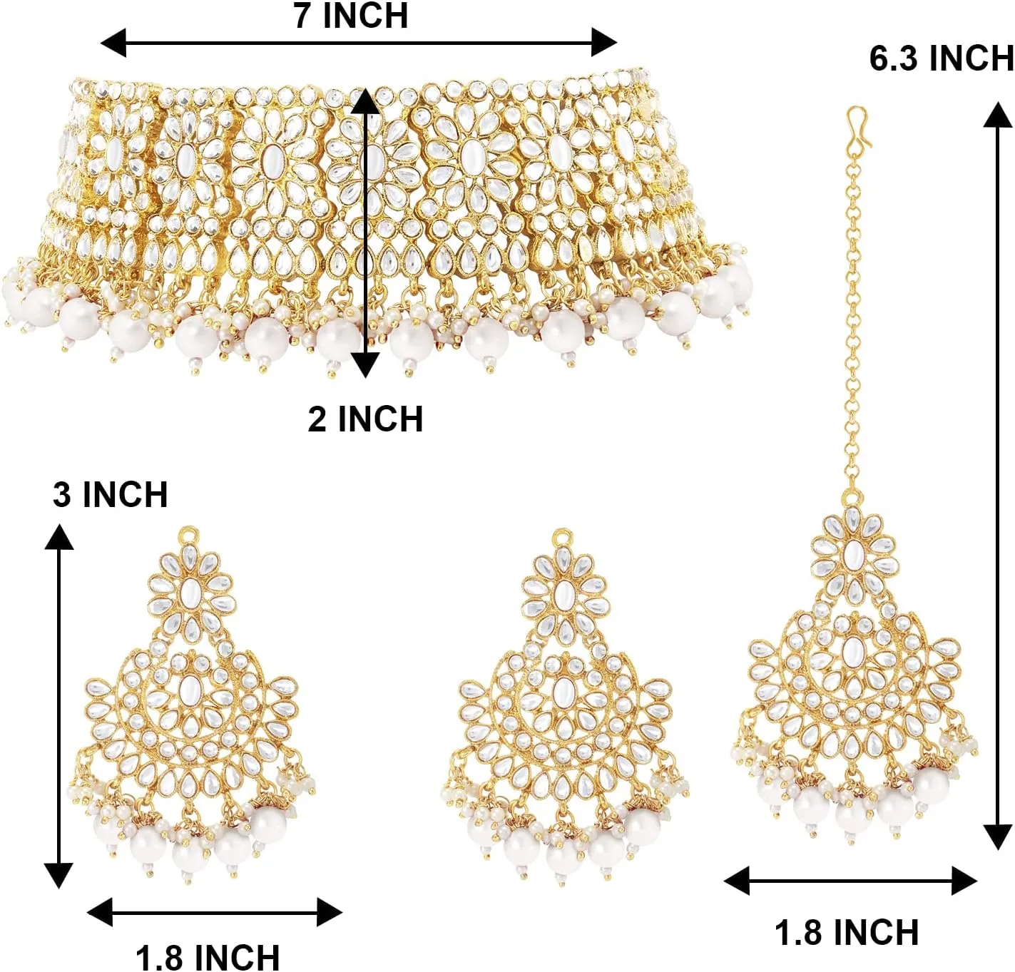 Aheli Faux Pearl Choker Necklace with Earrings Indian Traditional Bollywood Jewelry Set Gift for Women