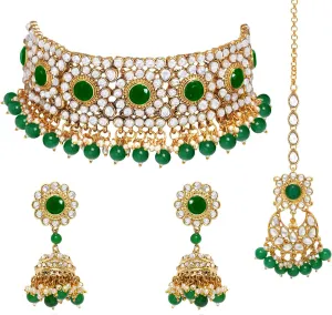 Aheli Faux Pearl Choker Necklace with Earrings Indian Traditional Bollywood Jewelry Set Gift for Women