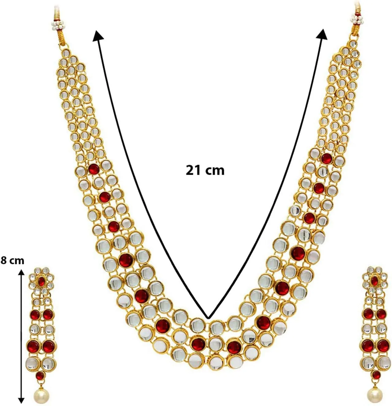 Aheli Indian Bollywood Style Wedding Party Faux Kundan Necklace with Earrings Set Ethnic Fashion Jewelry Gift for Women