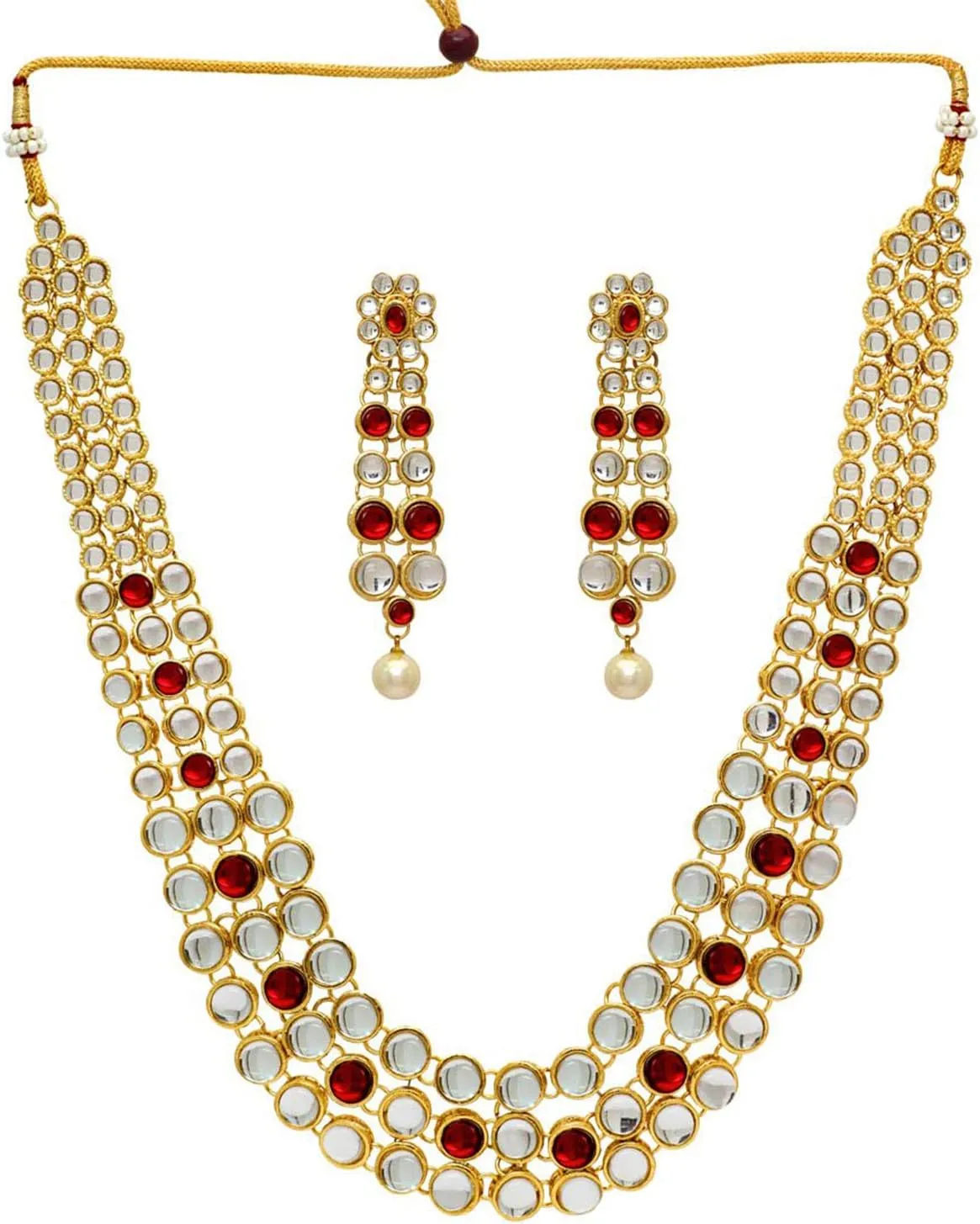Aheli Indian Bollywood Style Wedding Party Faux Kundan Necklace with Earrings Set Ethnic Fashion Jewelry Gift for Women
