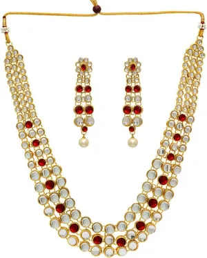 Aheli Indian Bollywood Style Wedding Party Faux Kundan Necklace with Earrings Set Ethnic Fashion Jewelry Gift for Women