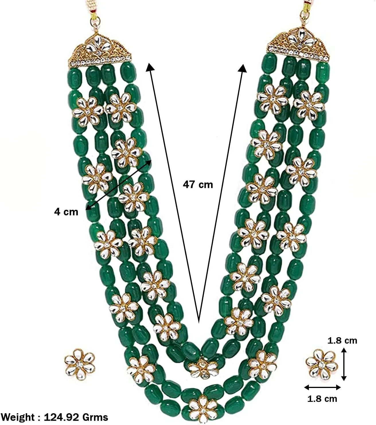 Aheli Kundan Pearl Long Multi Layered Necklace Earrings Set Indian Wedding Jewelry Gift for Women