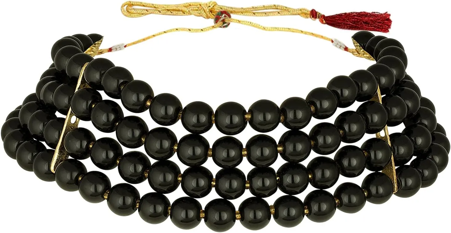 Aheli Pearl Beaded Choker Necklace with Stud Earrings for Women Indian Traditional Bollywood Jewelry Set