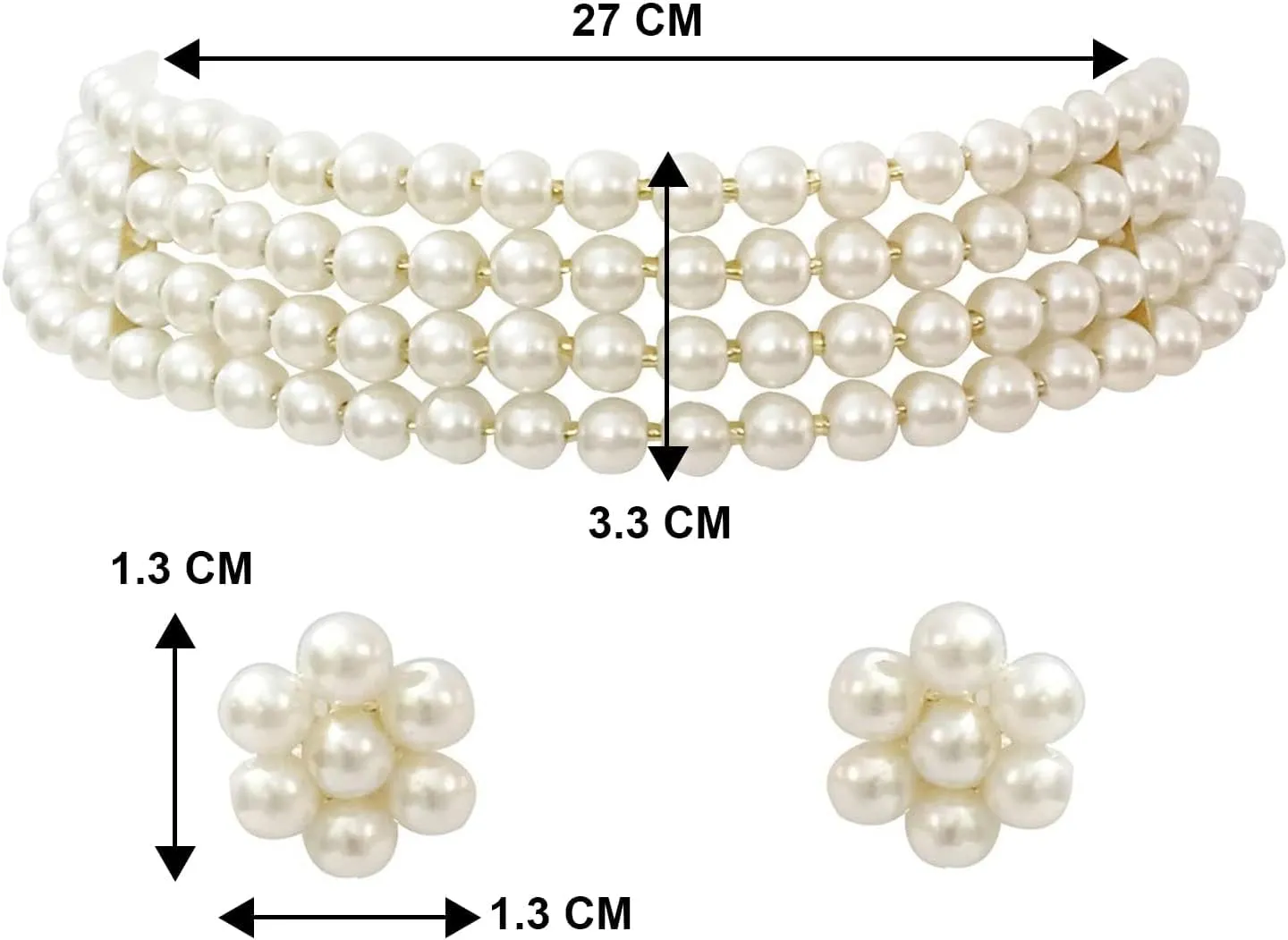 Aheli Pearl Beaded Choker Necklace with Stud Earrings for Women Indian Traditional Bollywood Jewelry Set
