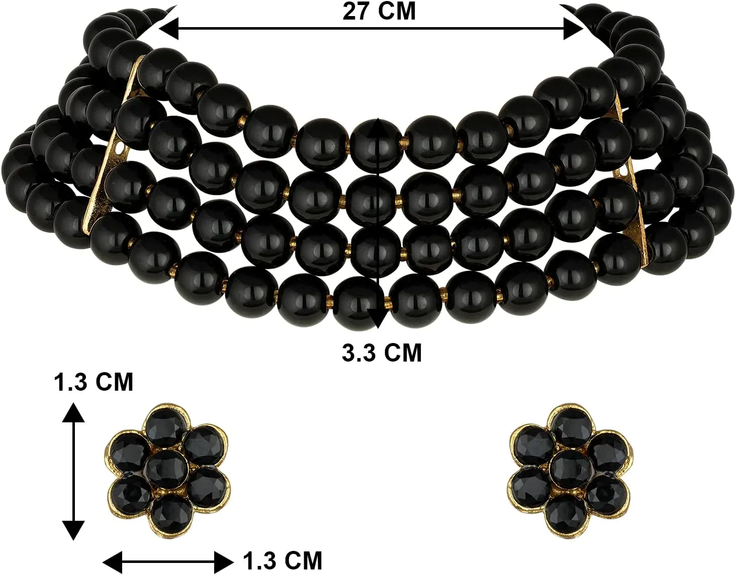 Aheli Pearl Beaded Choker Necklace with Stud Earrings for Women Indian Traditional Bollywood Jewelry Set