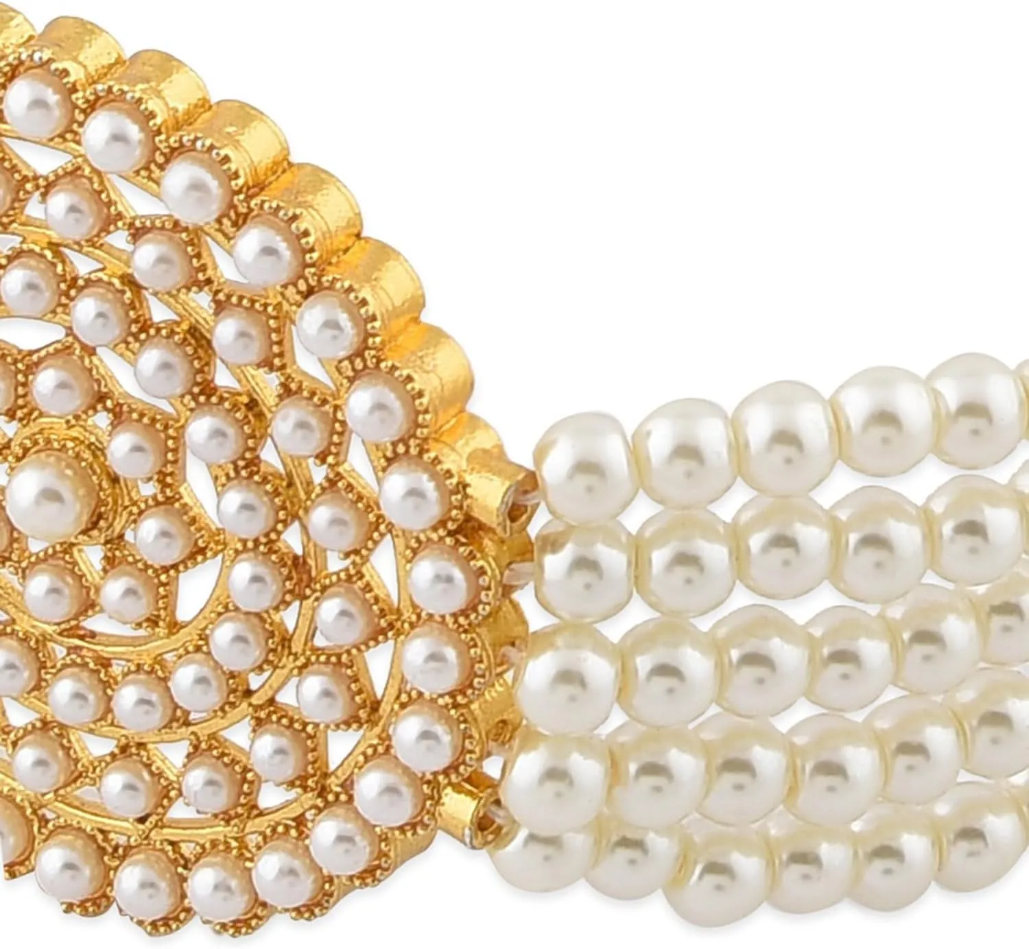 Aheli Pearl Diamond Choker Necklace with Round Earrings Gift for Women Indian Traditional Bollywood Fashion Jewelry Set