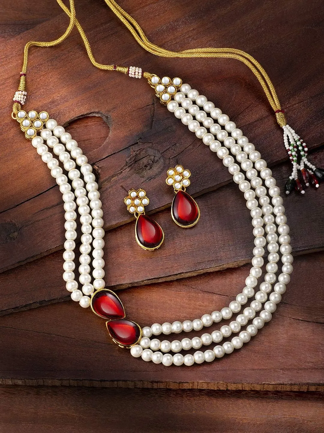 Aheli Pearl Mala Blue Necklace with Earrings Gift for Women Indian Traditional Bollywood Fashion Stylish Ethnic Jewelry Set