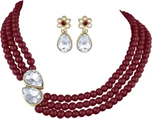 Aheli Pearl Mala Blue Necklace with Earrings Gift for Women Indian Traditional Bollywood Fashion Stylish Ethnic Jewelry Set