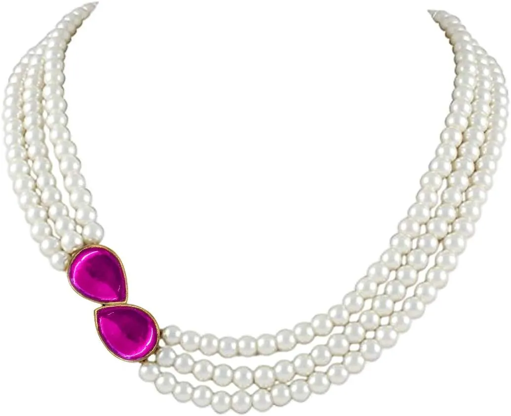Aheli Pearl Mala Blue Necklace with Earrings Gift for Women Indian Traditional Bollywood Fashion Stylish Ethnic Jewelry Set